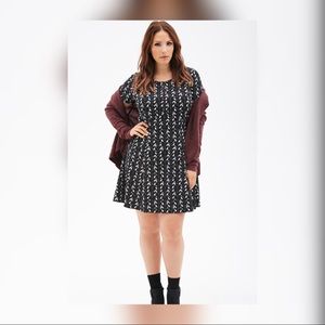 Patterned Mesh Detail Fit and Flair Dress